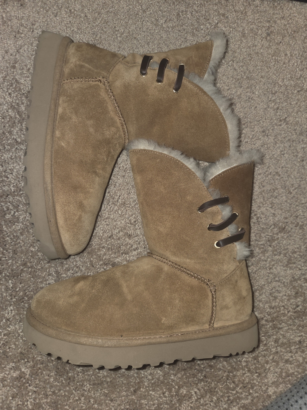 Women's Tan Suede Shearling Lined Winter Uggs